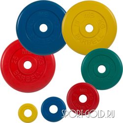 Диски для штанги MB Barbell Стандарт 51 мм, цветные обрезиненные