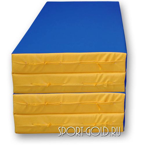 Спортивный мат АССОРТИ №5, 200х100х10 см, складной, 4 секции Сине-желтый (фото)